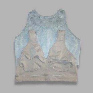 Athletic Sports Bra Bundle Seamless Supportive Wire-Free Gray Nude Plus Size 2X